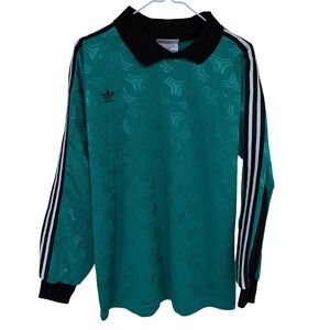 Vintage Adidas Goalie Soccer Jersey Medium Green Trefoil Goalkeeper Padded 90s